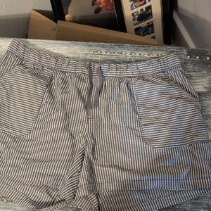 Lane Bryant Gray and White Striped Drawstring Shorts